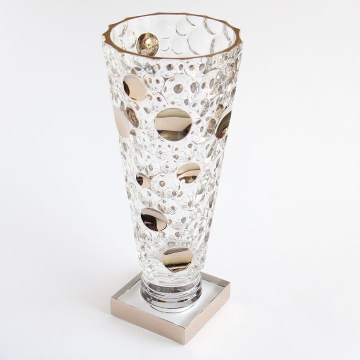 crystal vase on foot with platinum