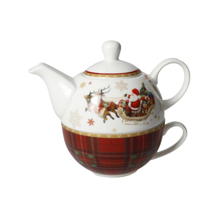 Christmas porcelain tea pot